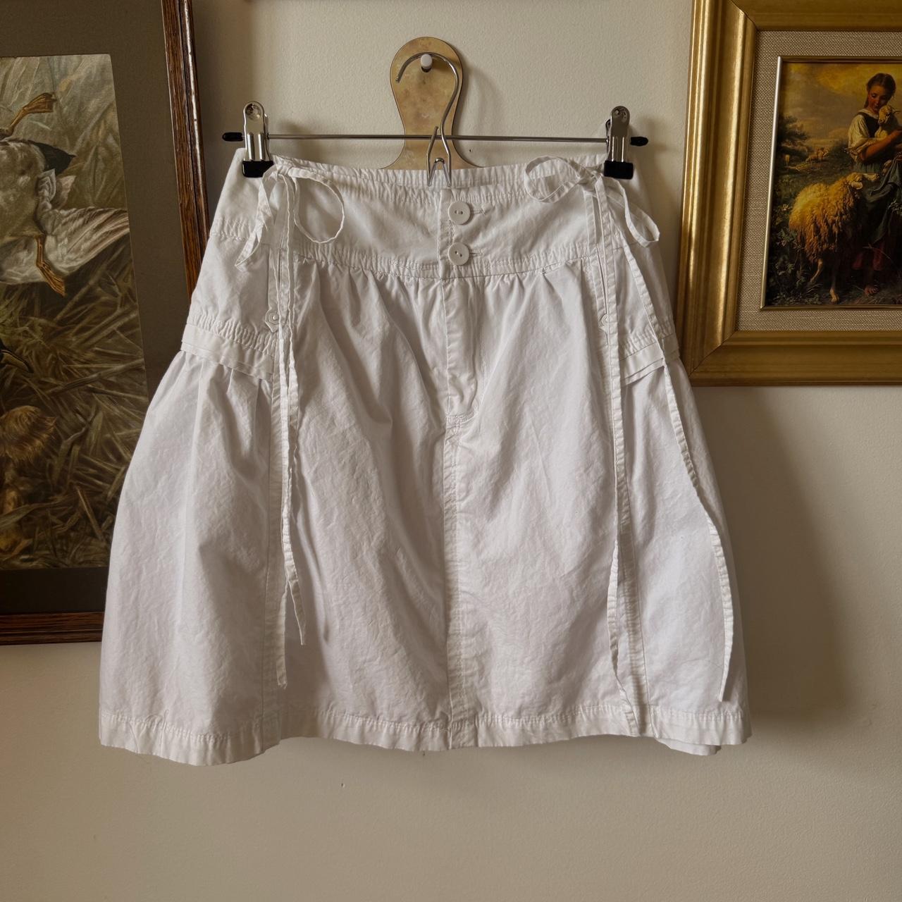 White bow gathered mini skirt (L)