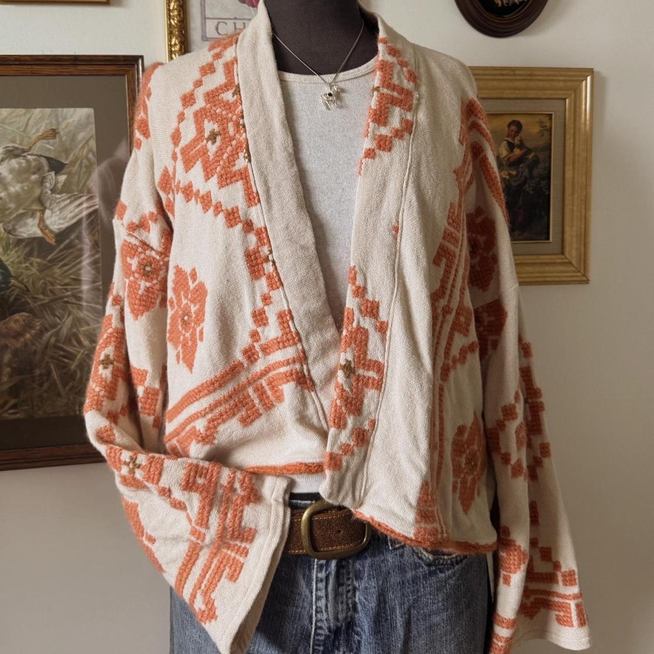 Boho western wool jacket (L)