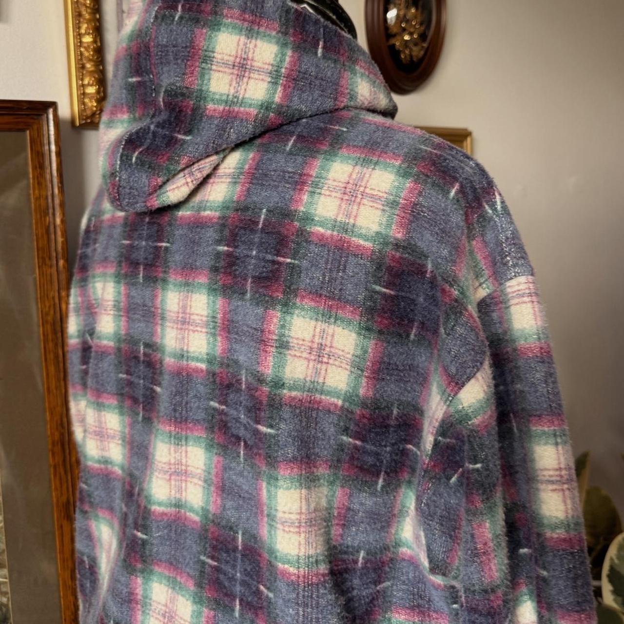 Navy cabincore flannel hoodie (L)