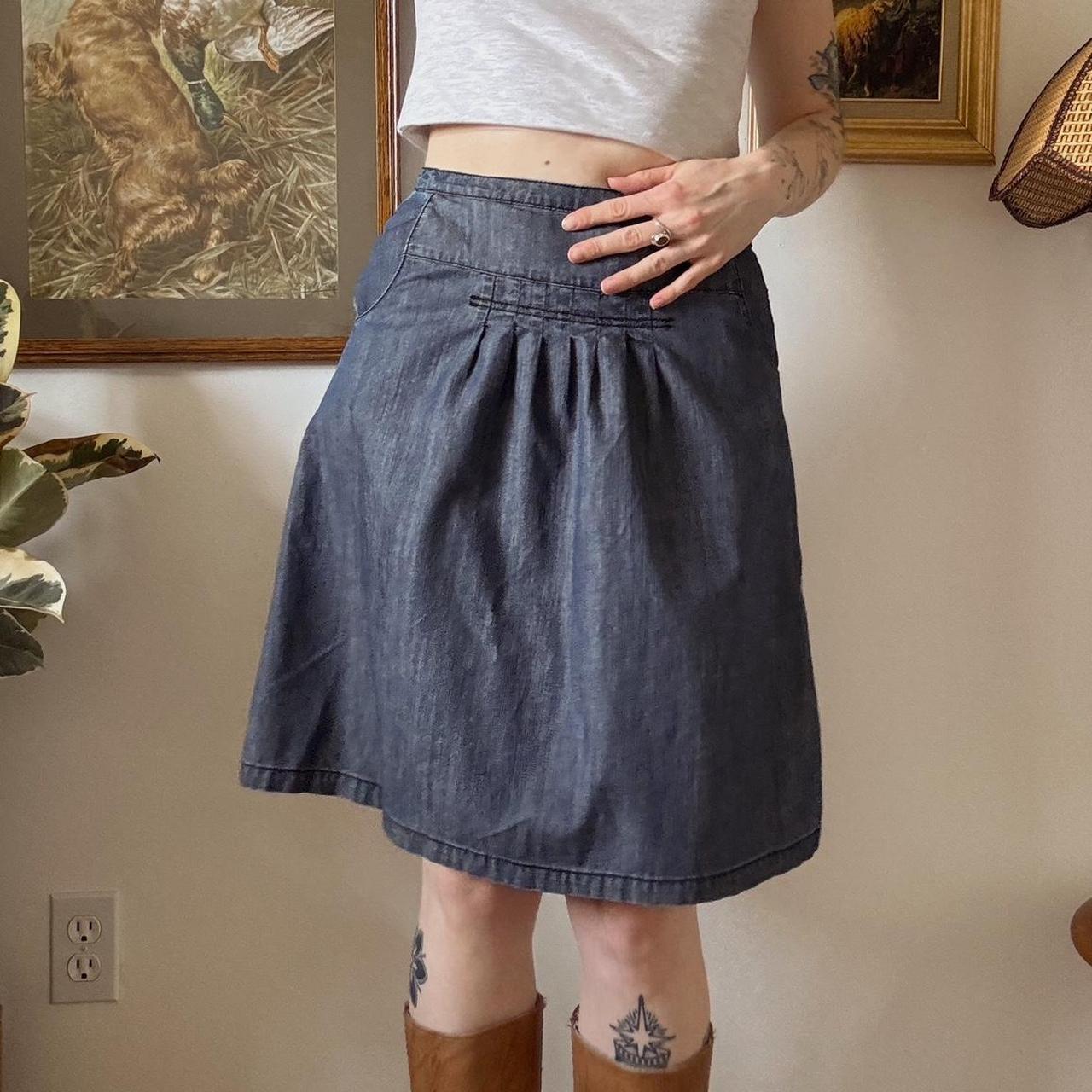 Denim boho midi skirt (S)