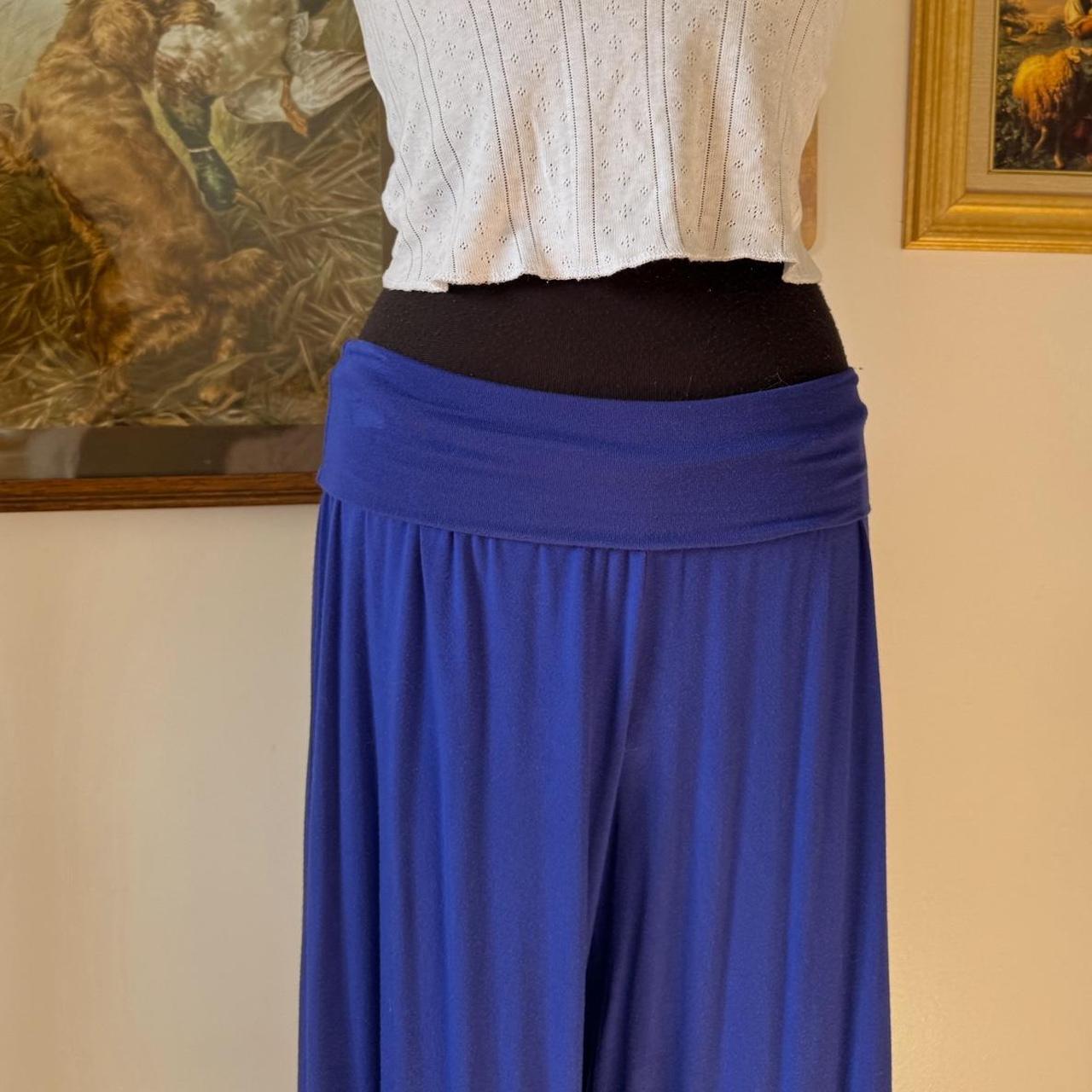 Electric blue fold over waist flowy pants (M)