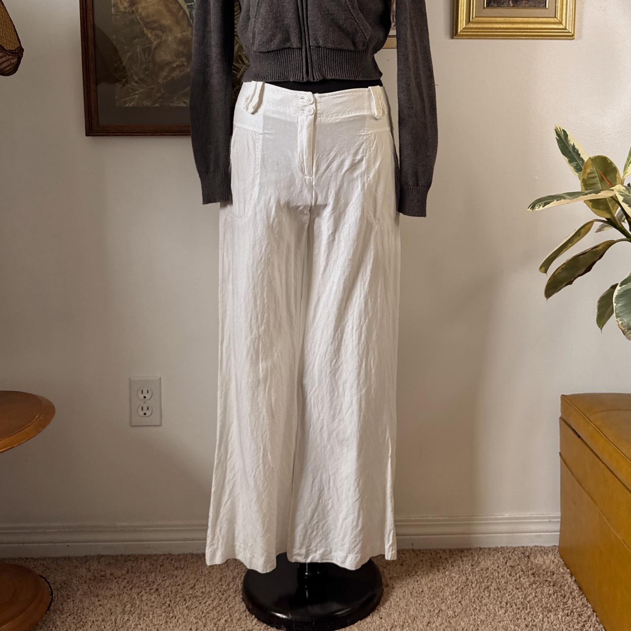 White linen wide leg pants (S)