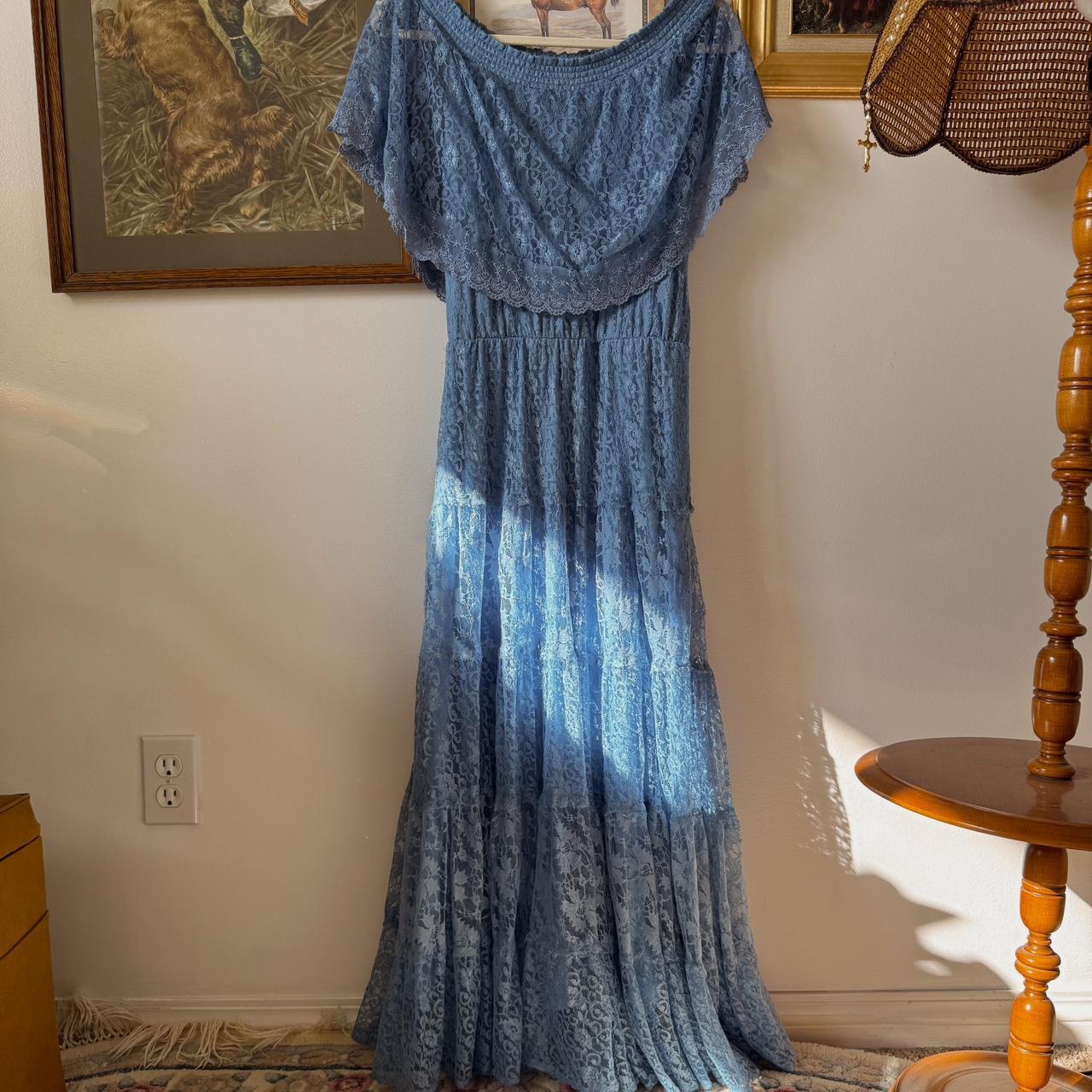 Blue lace maxi dress (L)