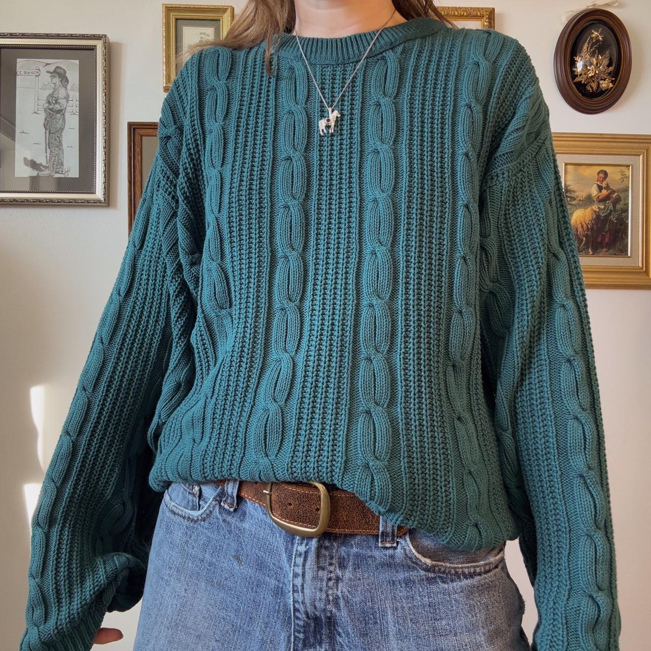 Green oversized cable knit (XL)