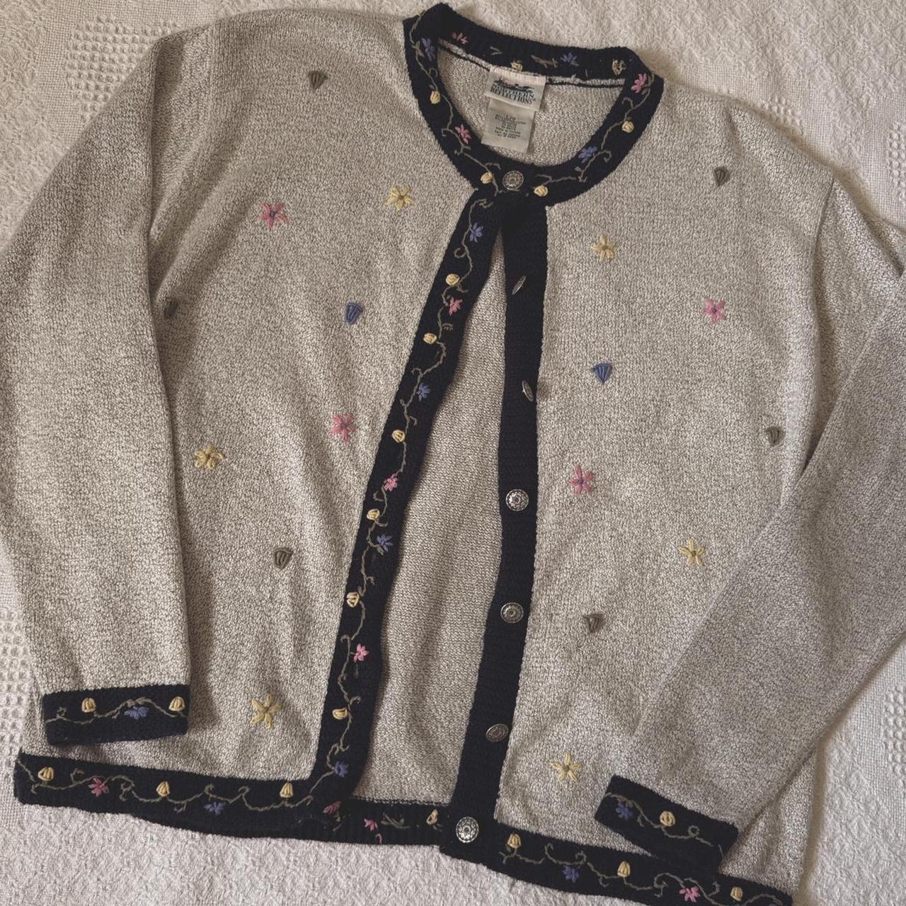 Grey cottage floral cardigan (L)