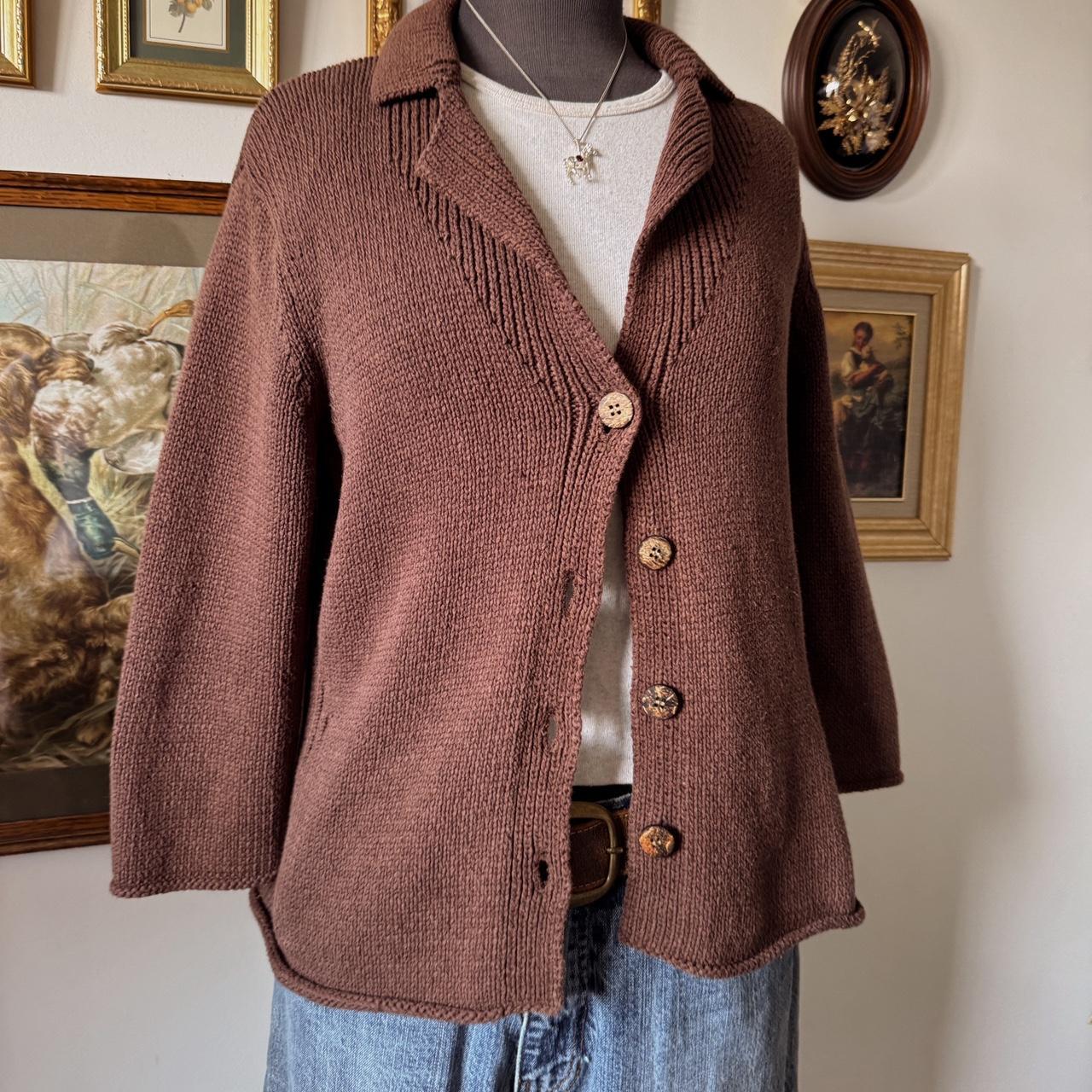 Chocolate brown slouch knit cardigan (S/M)
