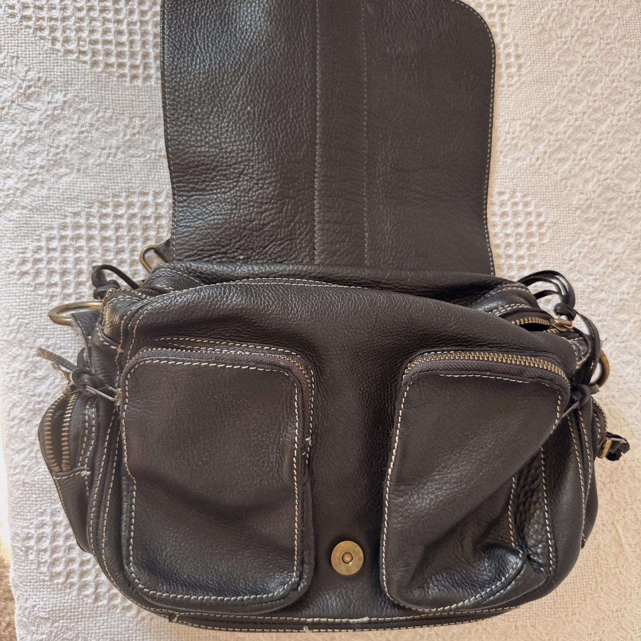 Black slouchy leather messenger bag