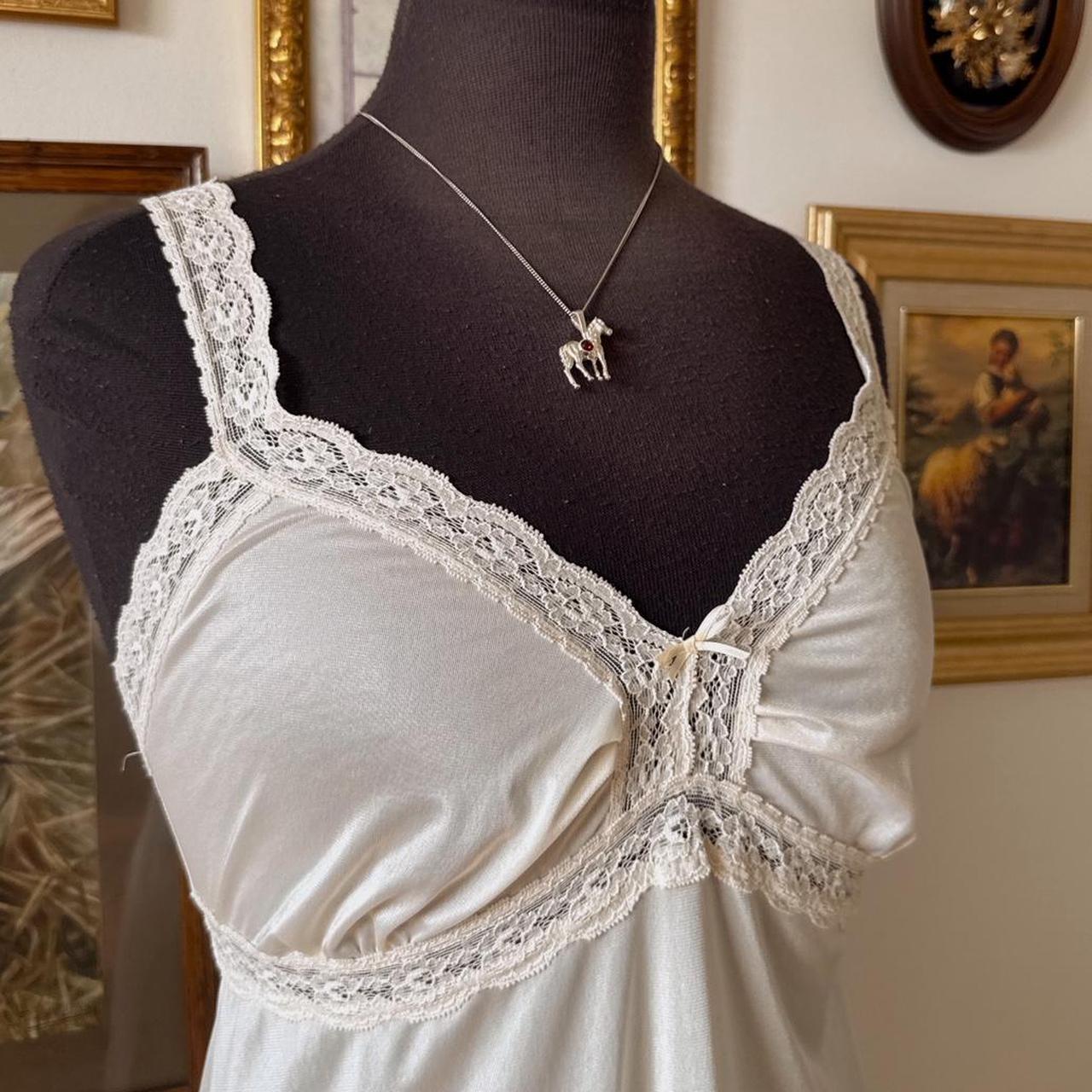 Cream lace slip dress (L)