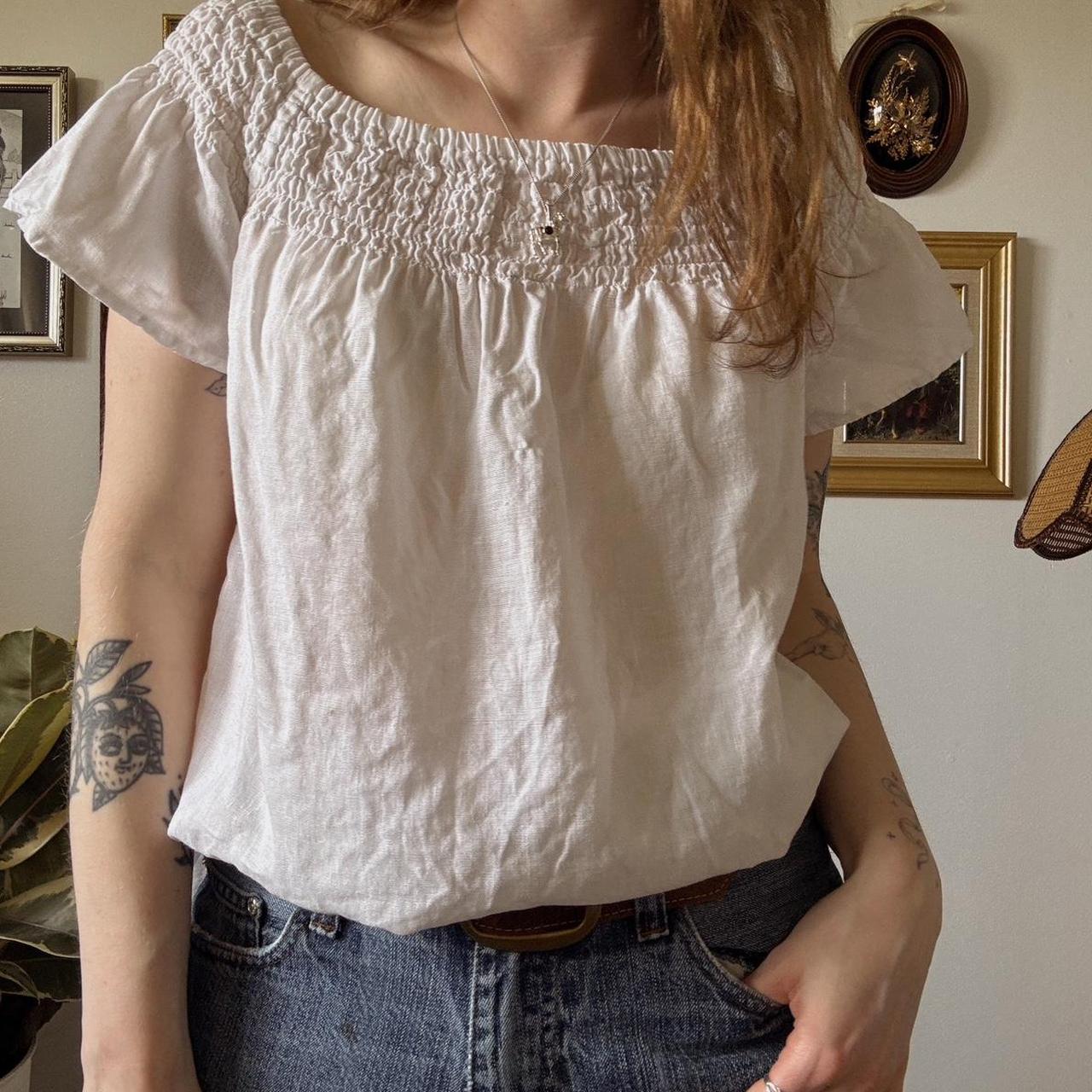White linen boho top (M)