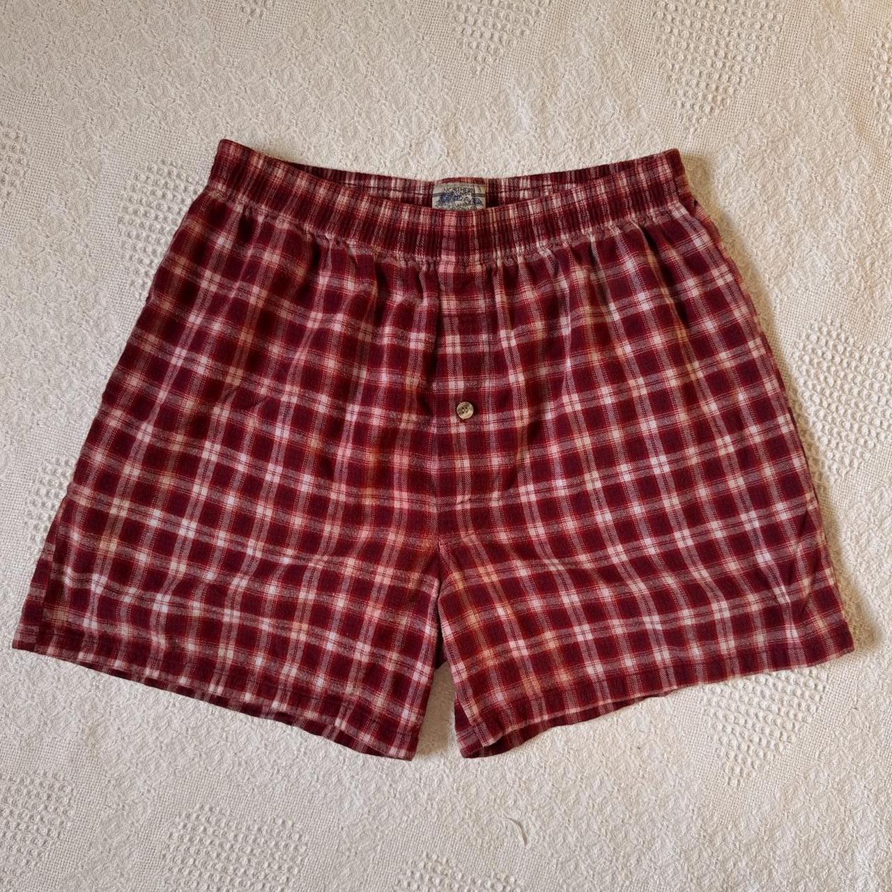 Red flannel boxer shorts (S)