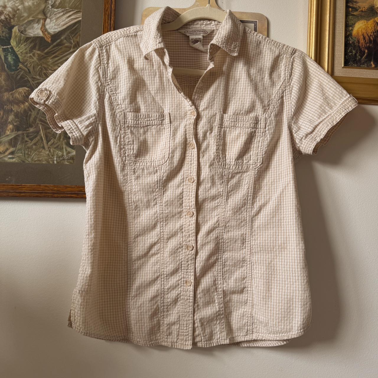 Cream gingham button up (M)