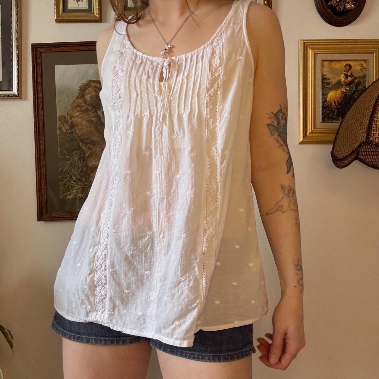 White eyelet boho tank (L)