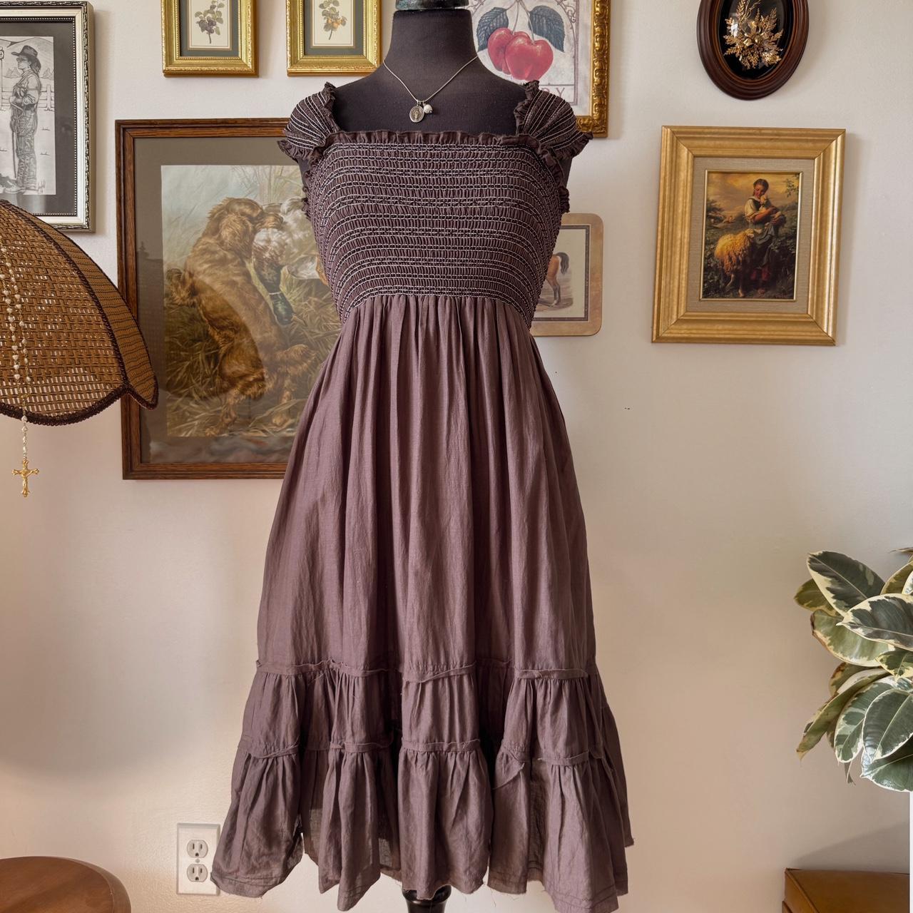 Earthy ruffle boho dress (S)