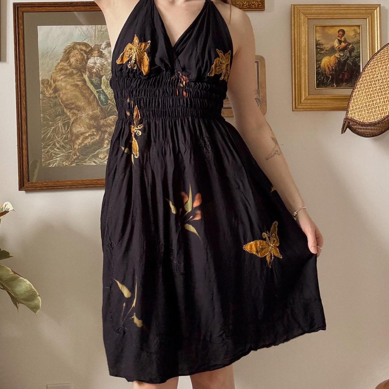 Y2K butterfly halter dress (M)