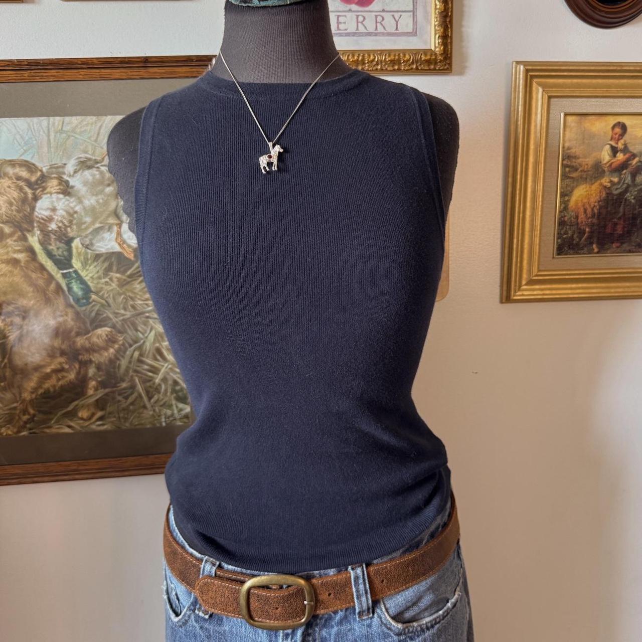 Navy knit tank top (M)