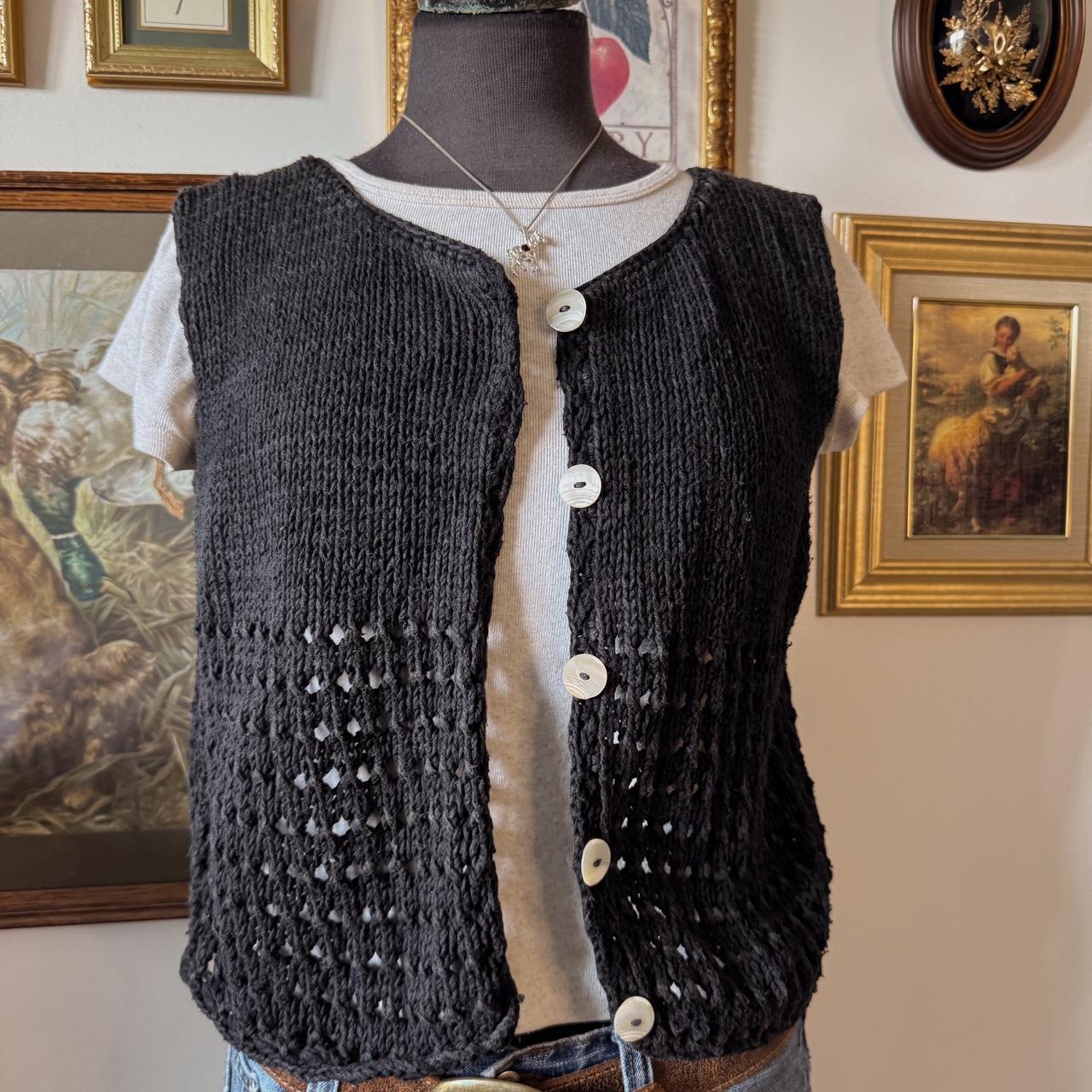 Black crochet knit vest (S)