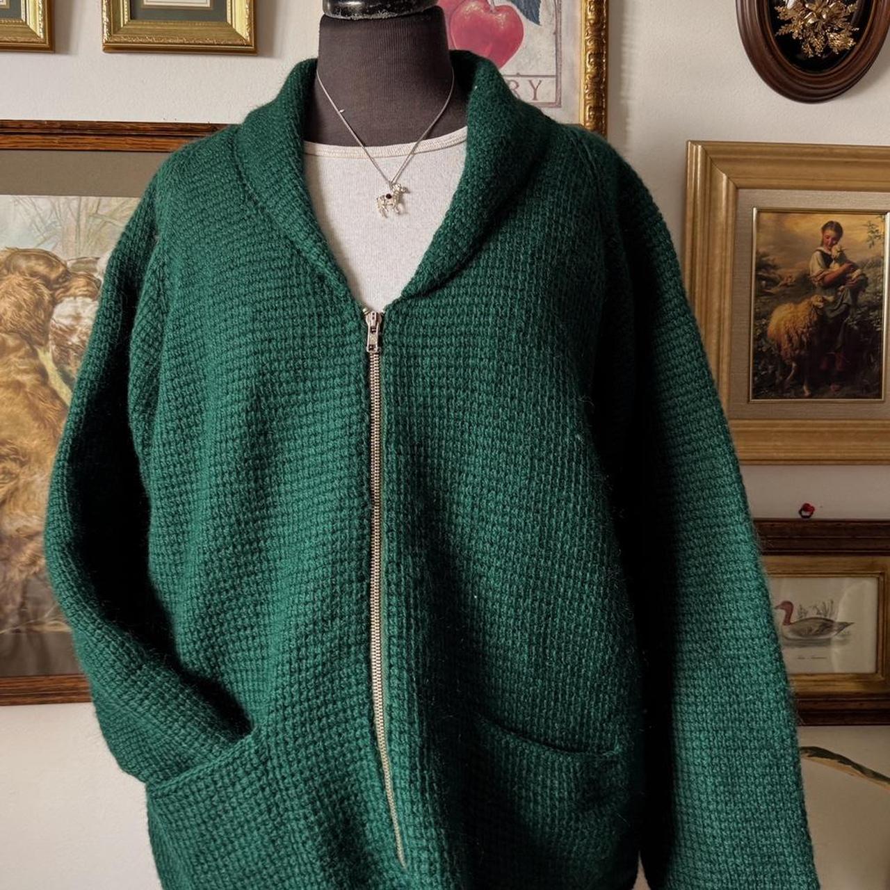 Forest green knit zip up cardigan (XL)