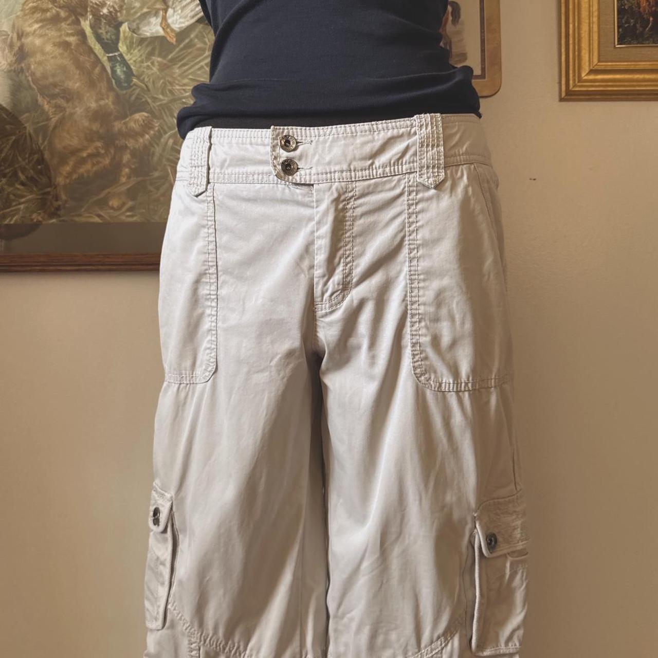 Cream wide leg cargo pants (M)