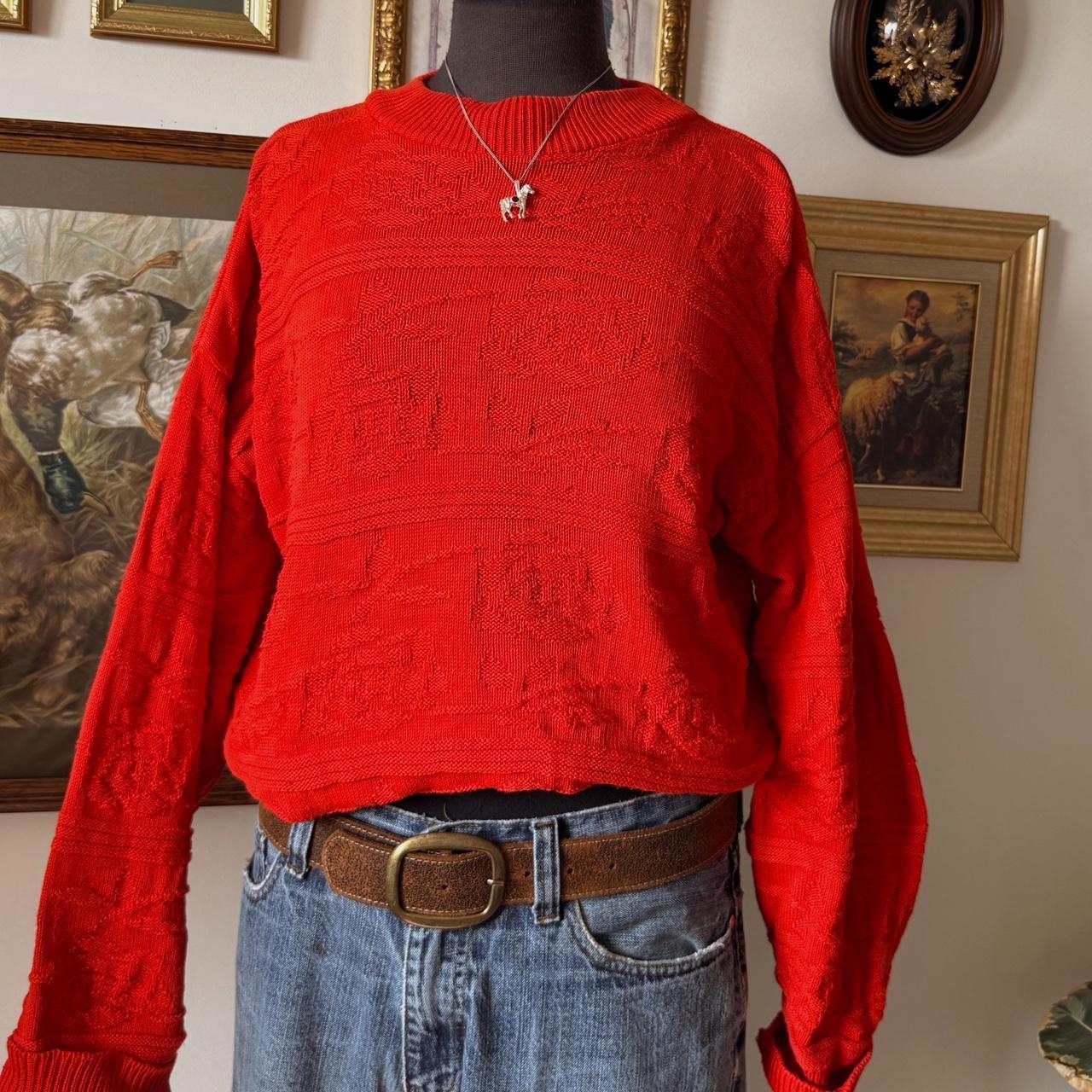Vintage bright orange knit jumper (L)