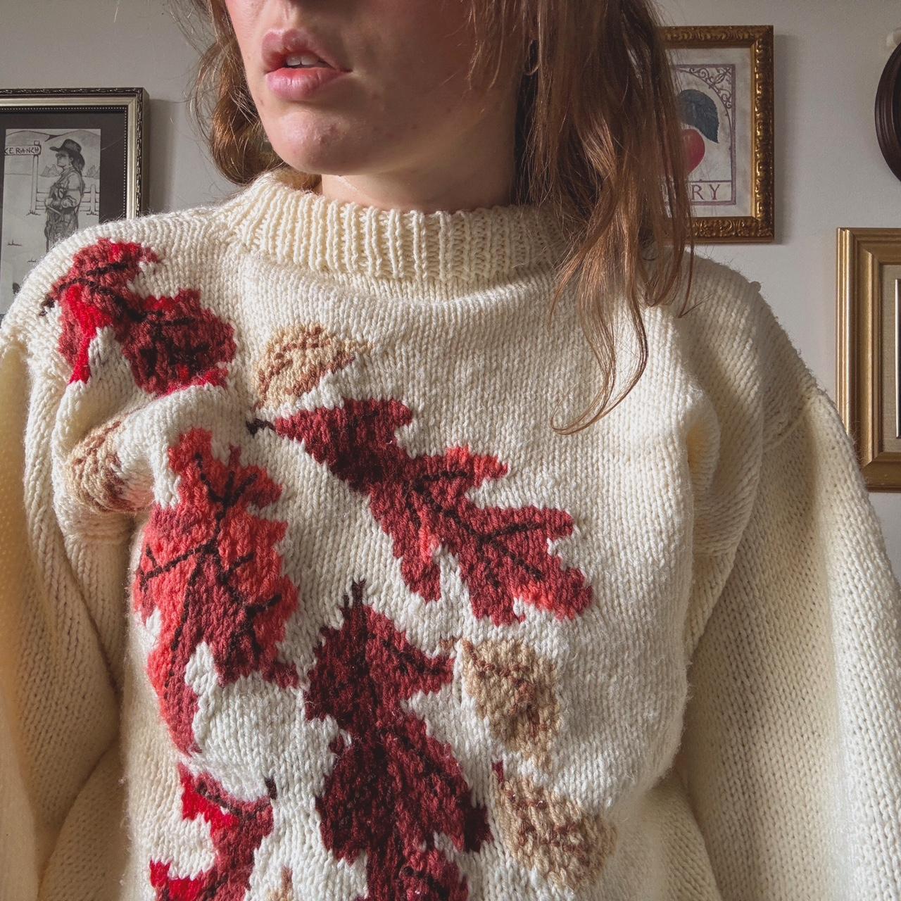 Vintage leaf knit sweater (S)