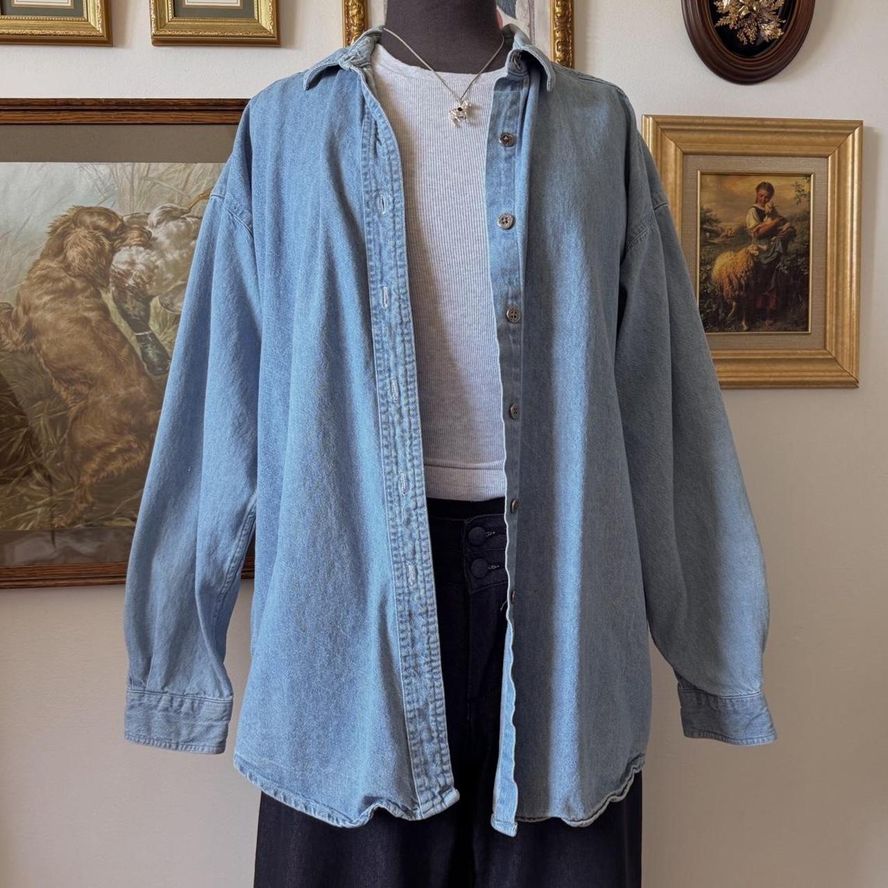 Oversized blue denim button up (L)
