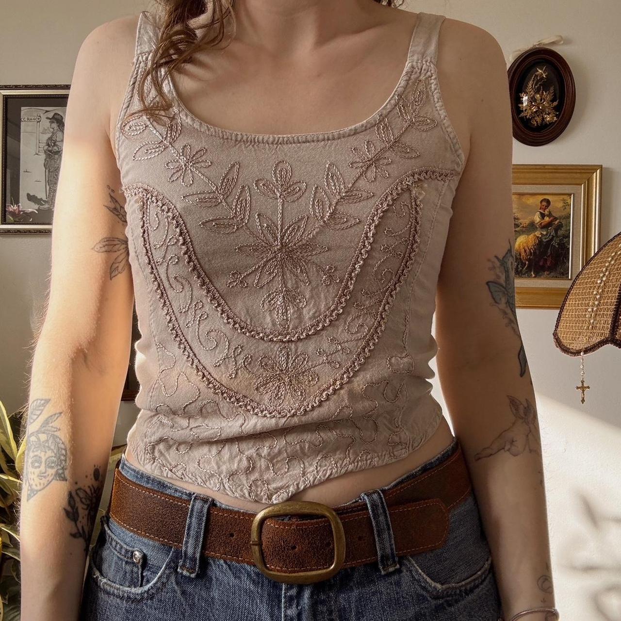 Fairy embroidery vintage tank top (S)