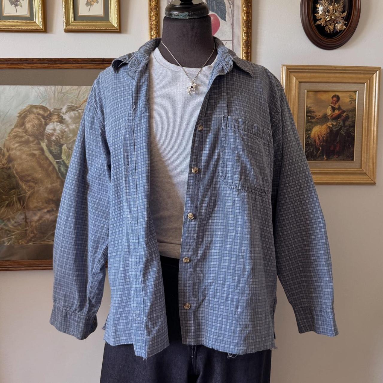 Blue plaid button up shirt (M/L)