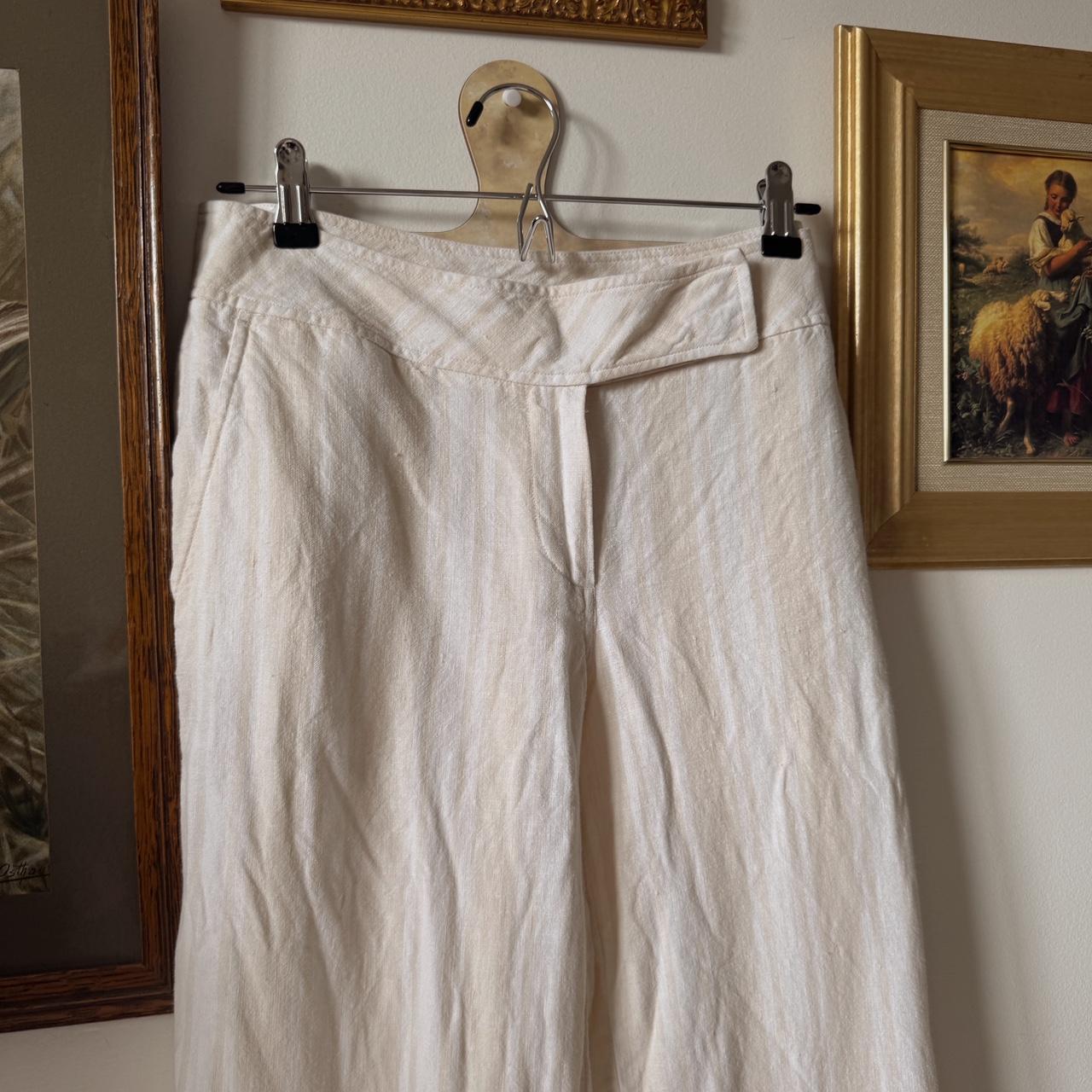 Cream striped linen pants (M)
