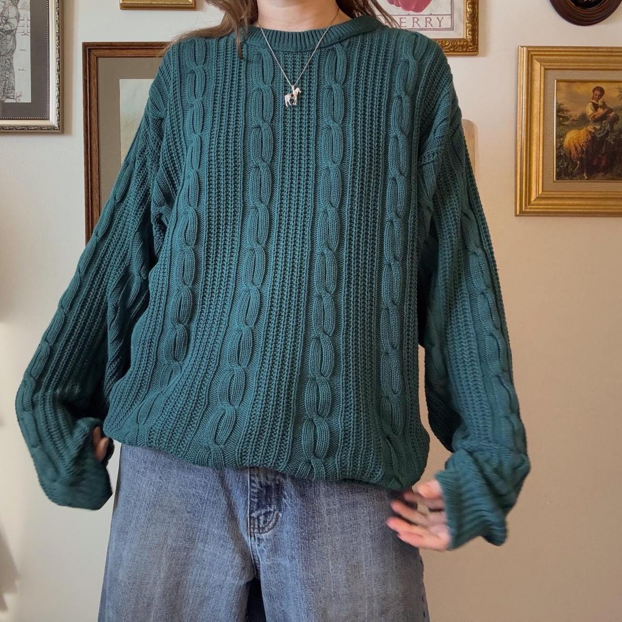 Green oversized cable knit (XL)