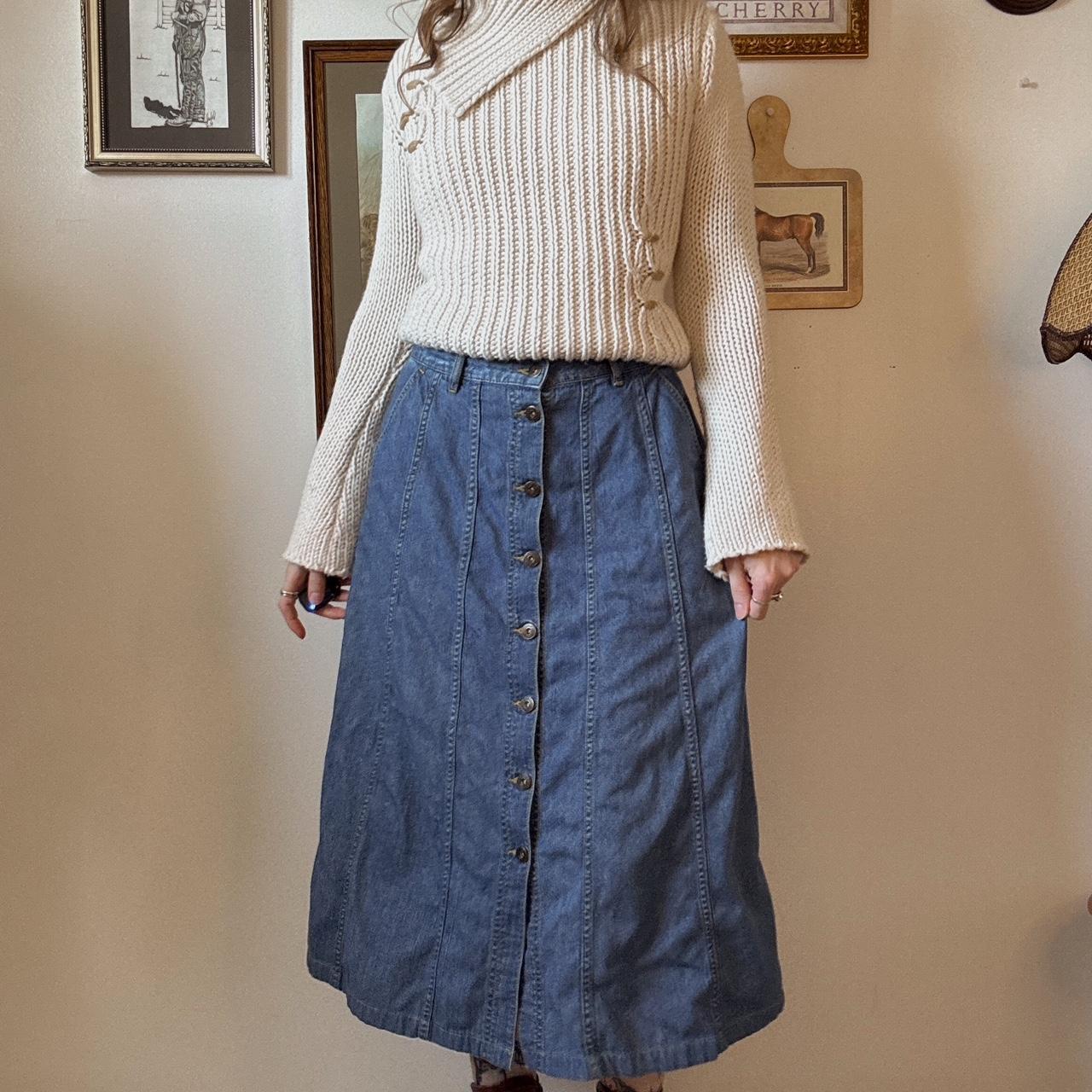 90s denim maxi/midi skirt (S)