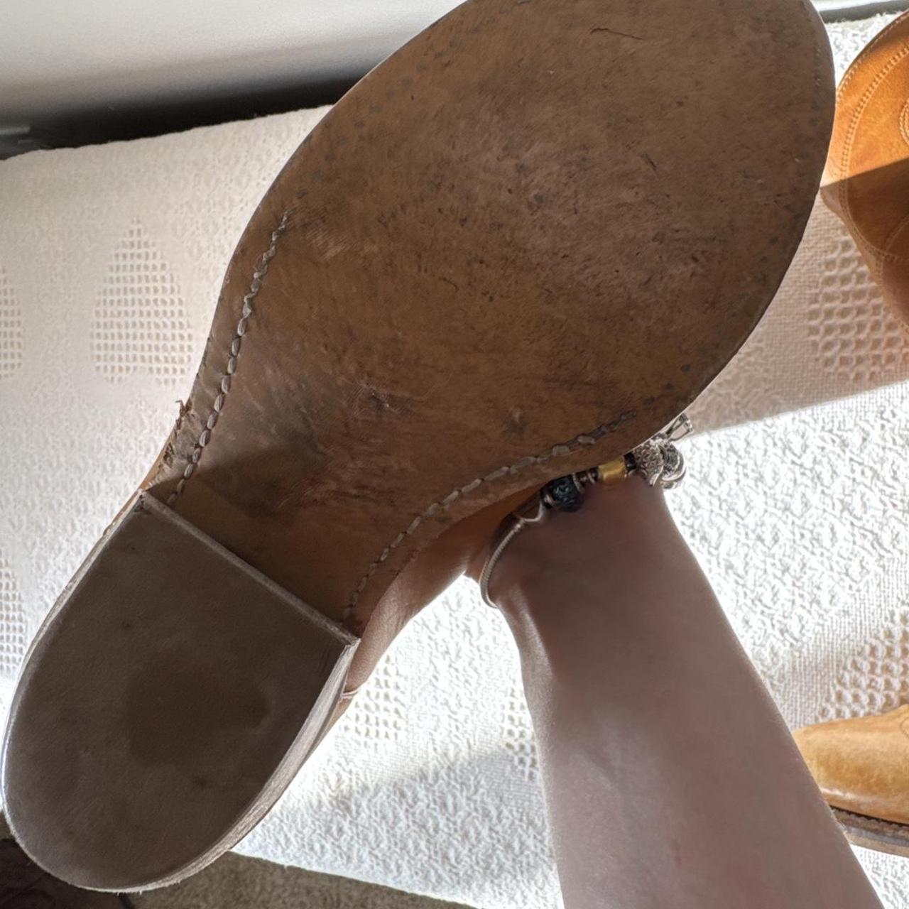Golden tan leather cowboy boots (10)