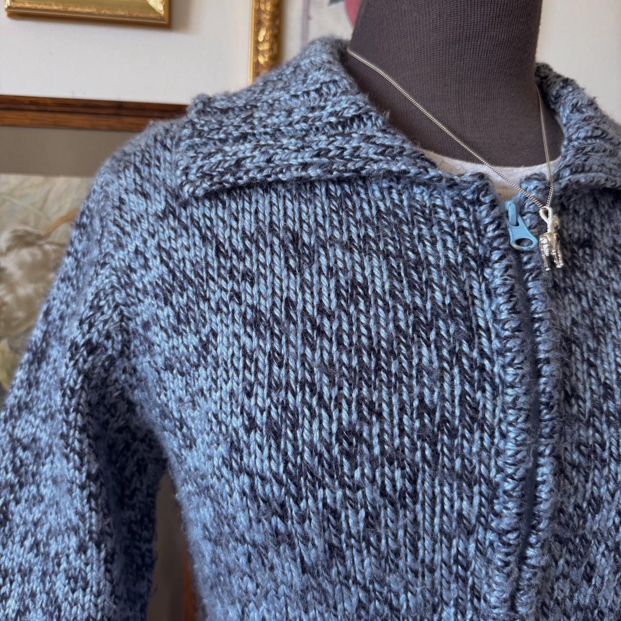 Y2K blue knit zip cardigan (S)