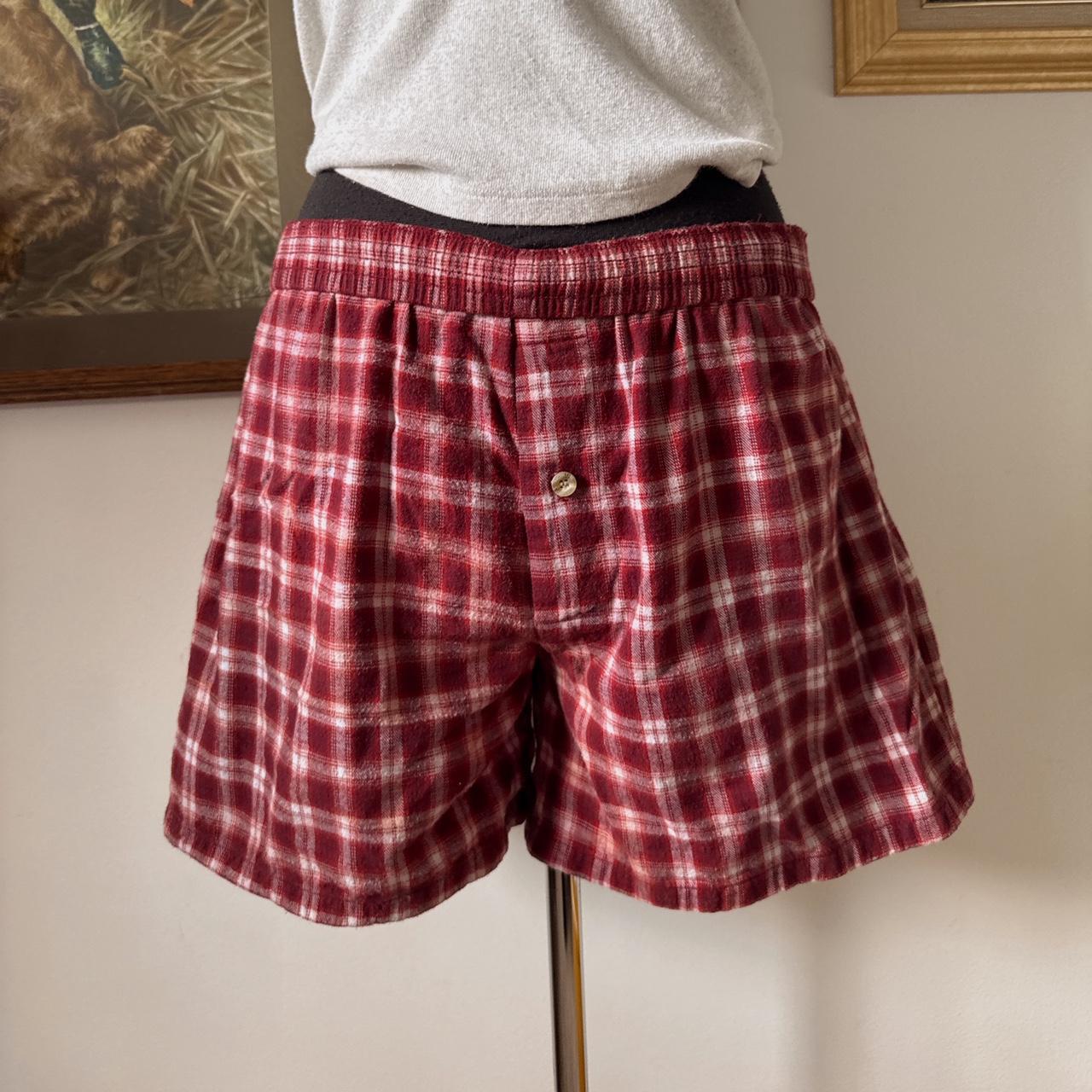 Red flannel boxer shorts (S)