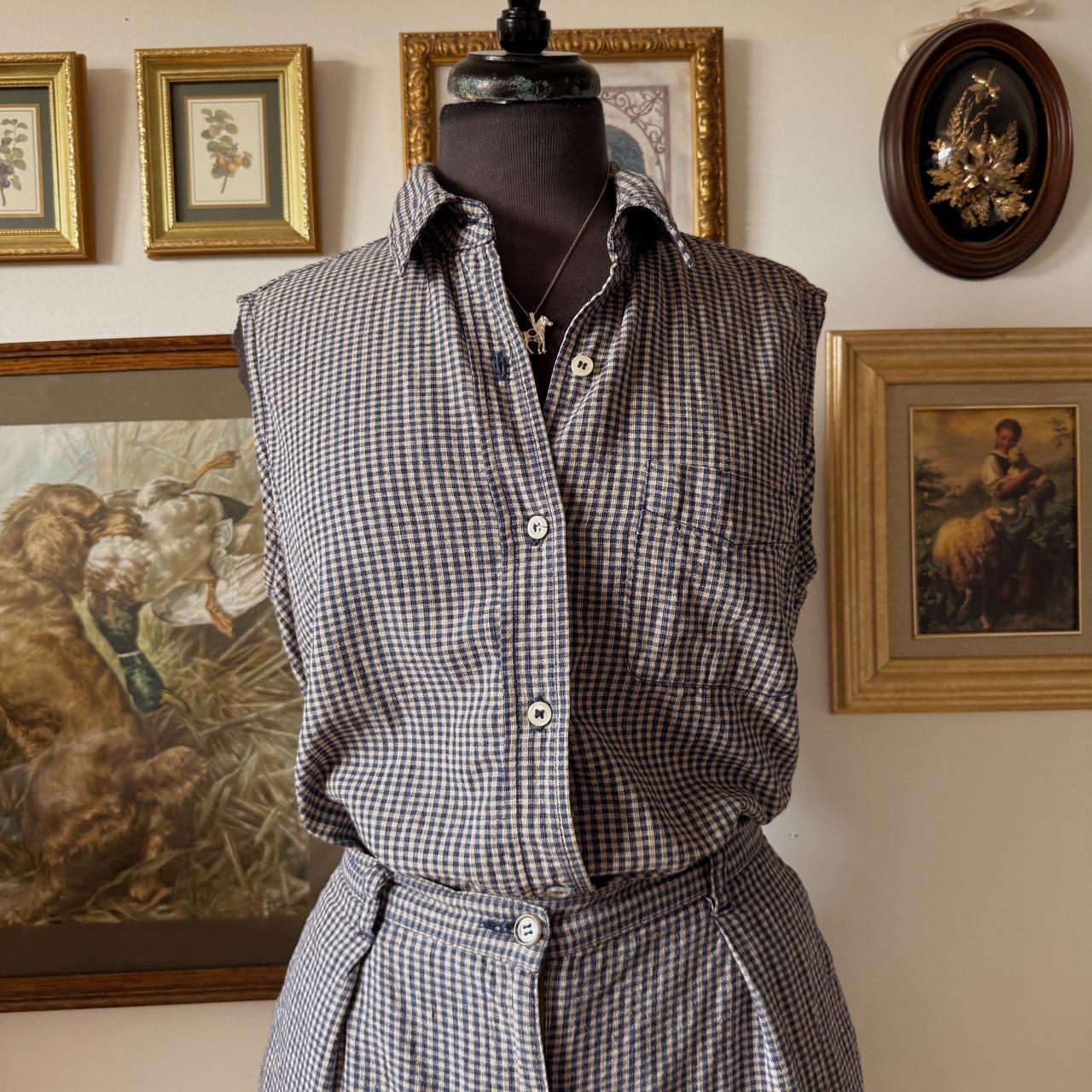 Gingham linen set (L)