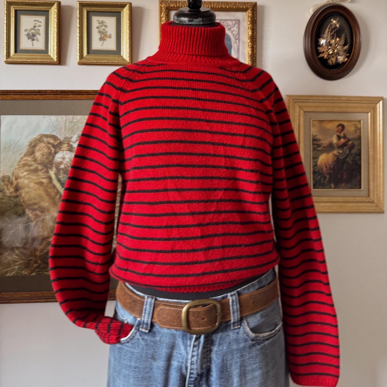 Red striped cozy knit sweater (S/M)