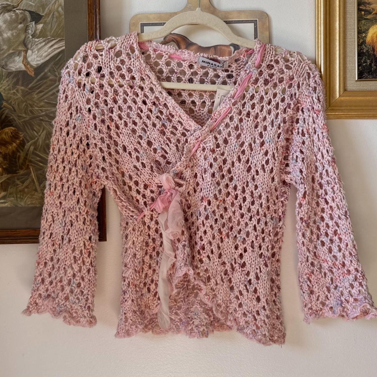 Pink crochet fairy knit top (S)