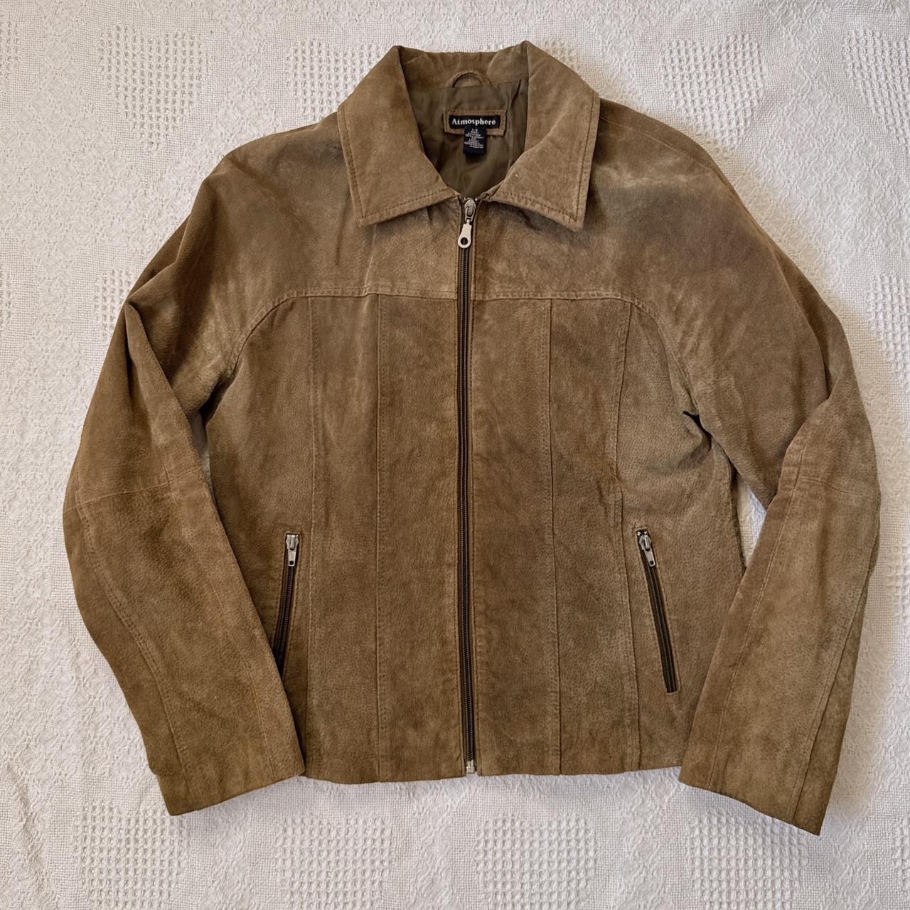 Green suede leather jacket (M)
