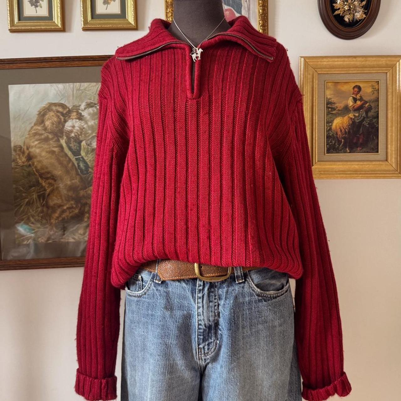 Cherry red knit sweater (XL)