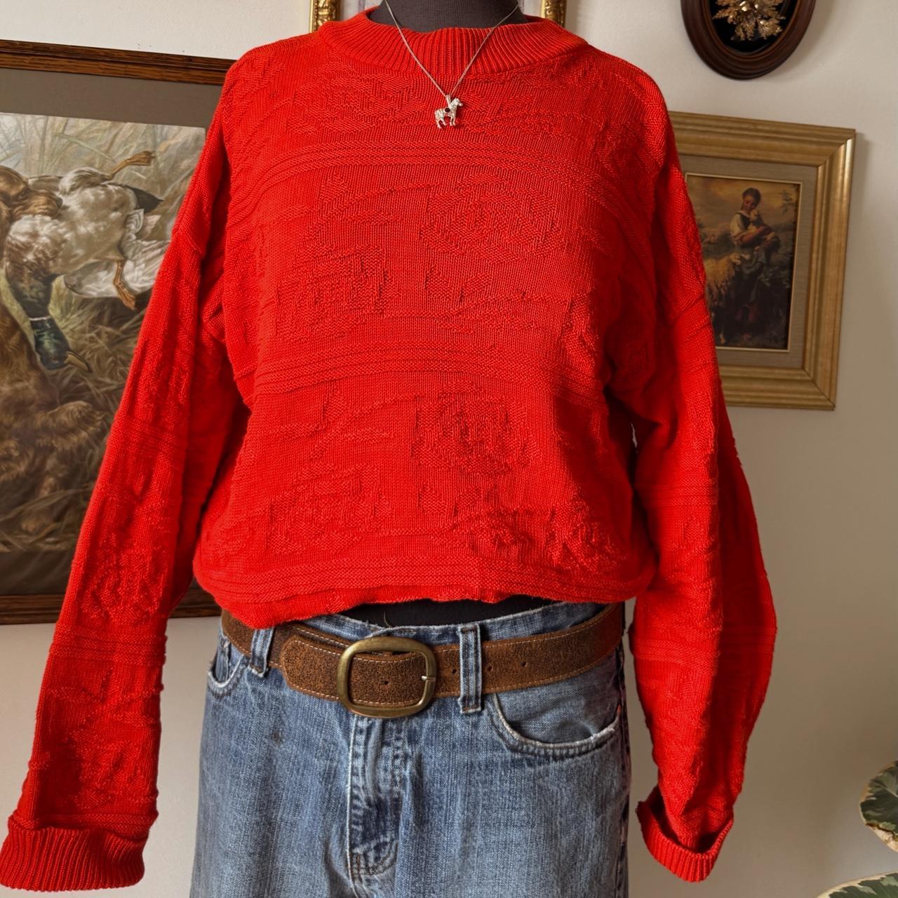 Vintage bright orange knit jumper (L)