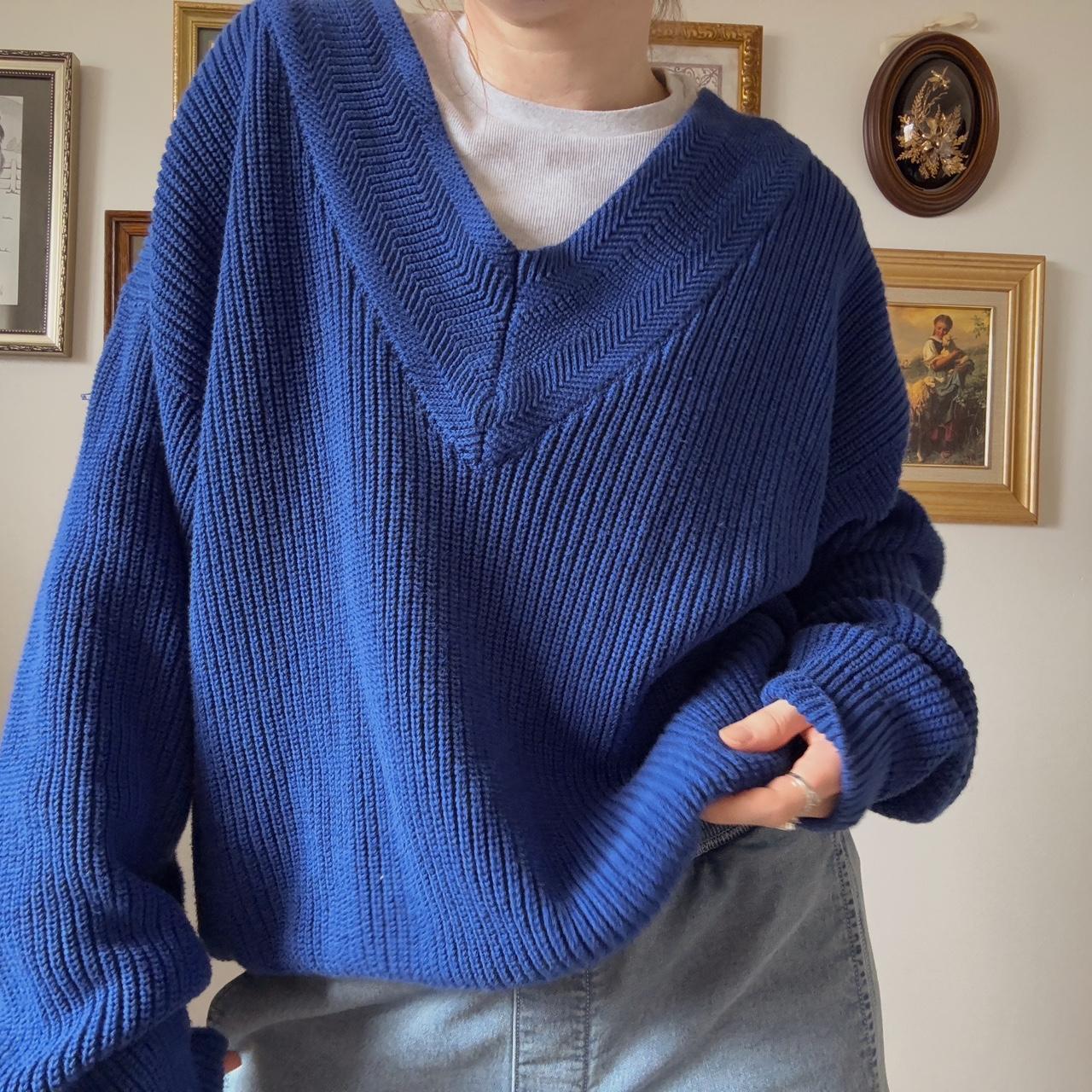 Sapphire blue vintage knit sweater (XL)