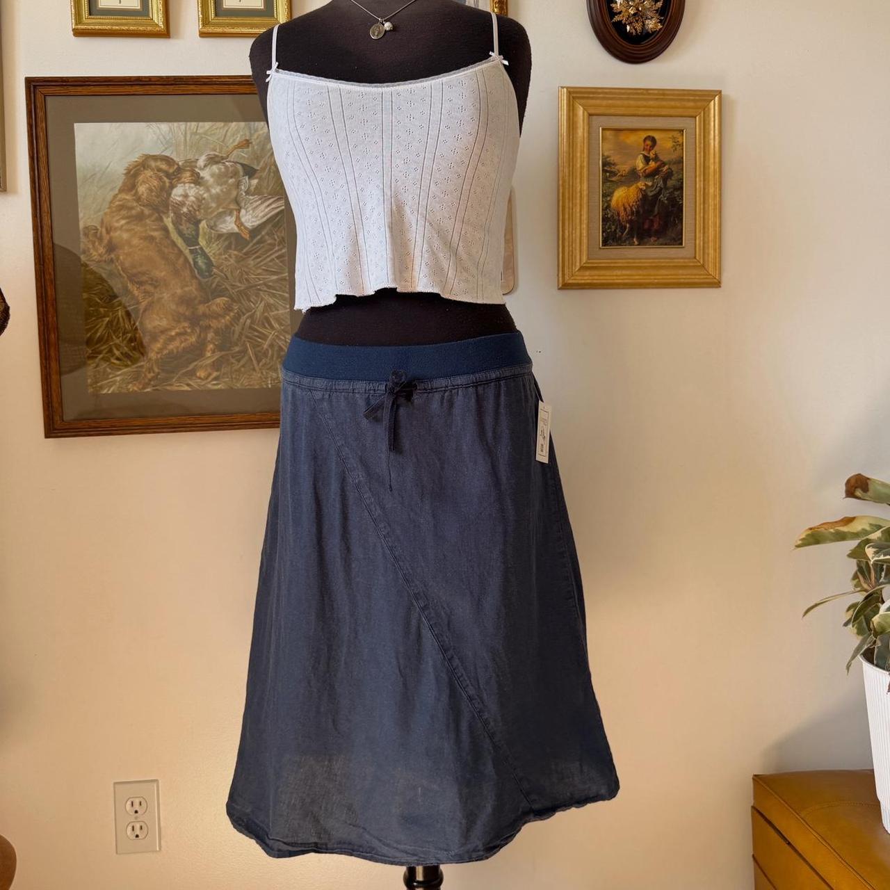Navy hemp midi skirt (S)