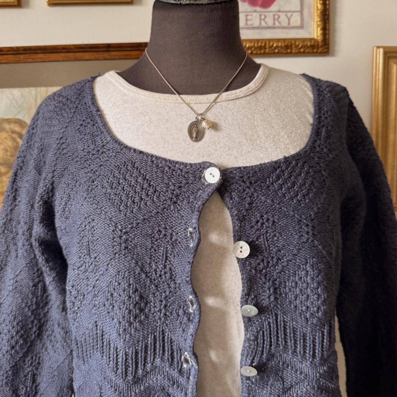 Navy cottage knit cardigan (M)