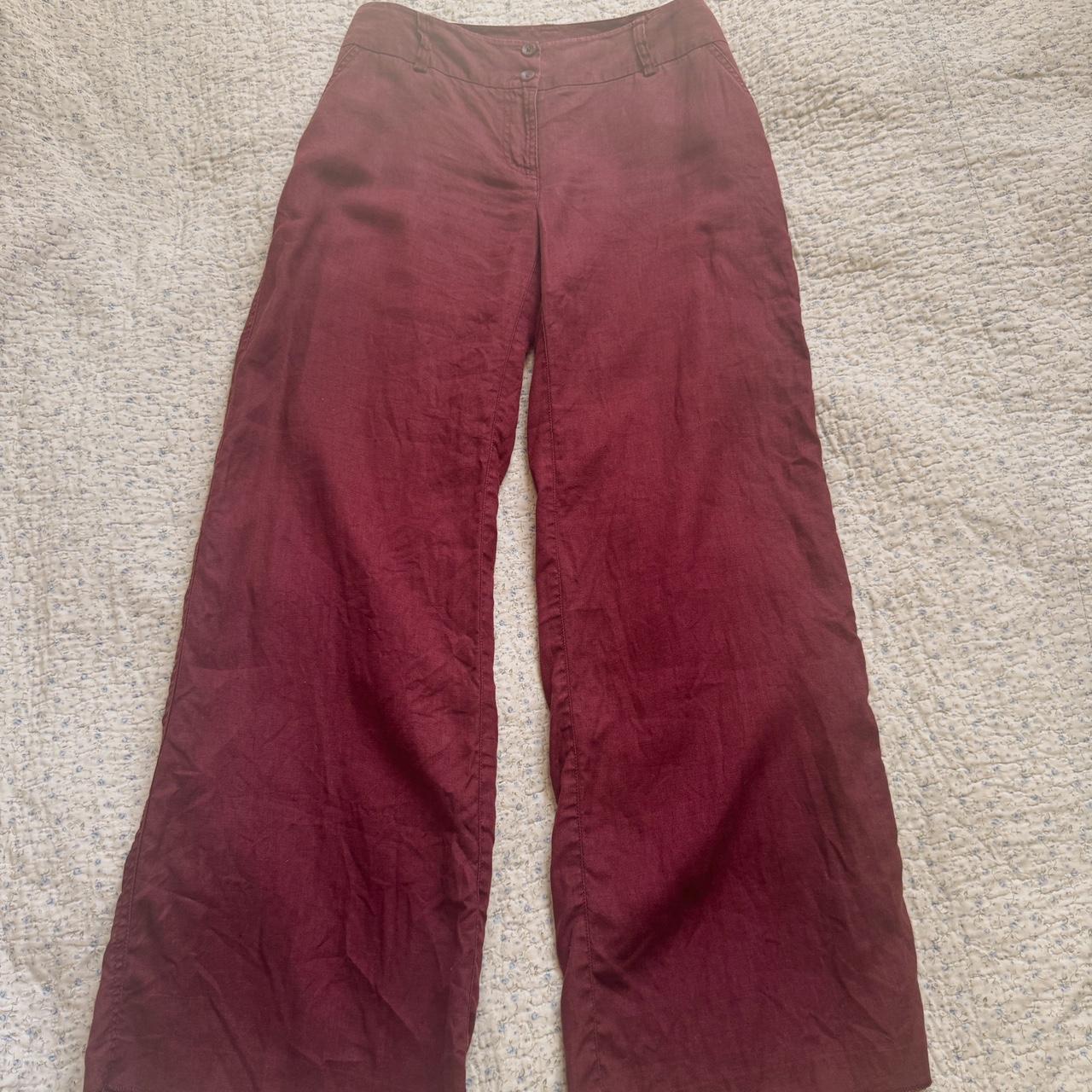 Burgundy linen wide leg pants (M/L)