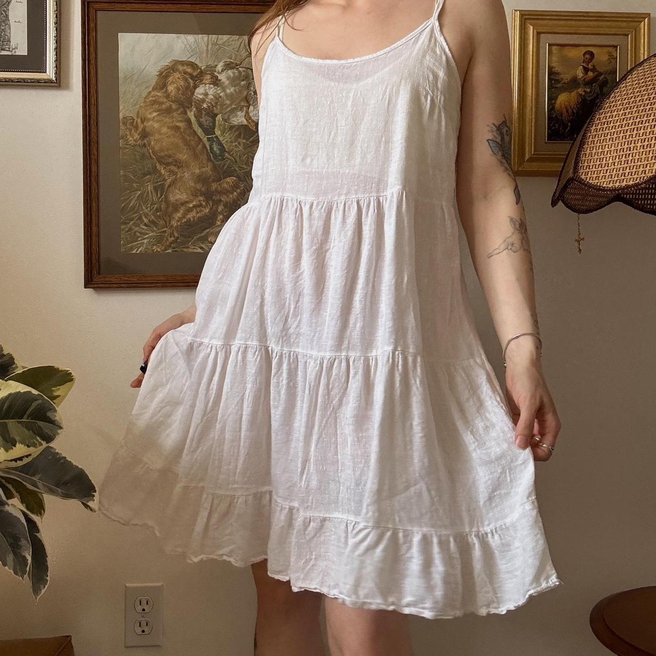 White linen boho dress (S)