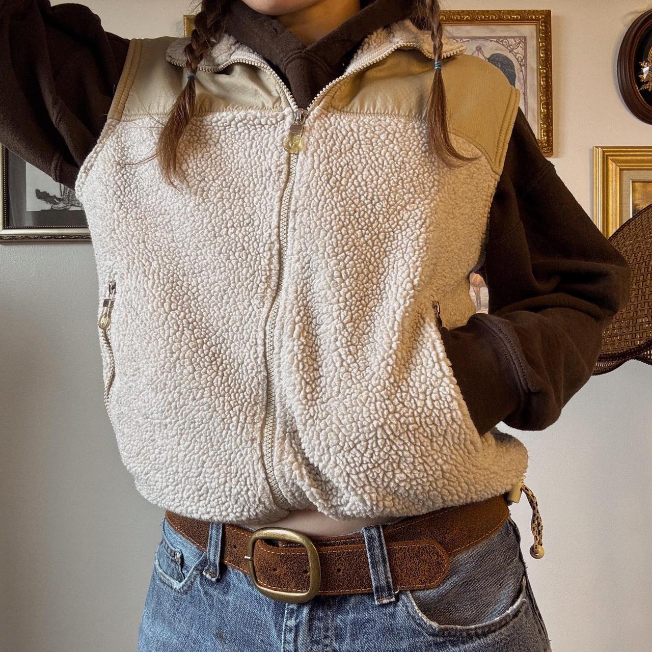 90s cream fleece vest (S)