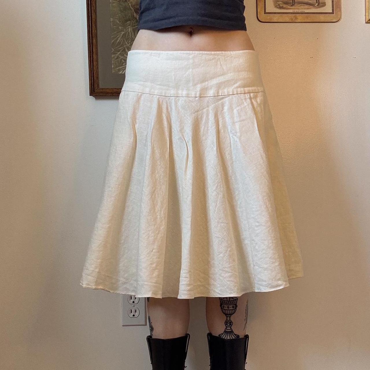 Cream linen midi skirt (S-L)