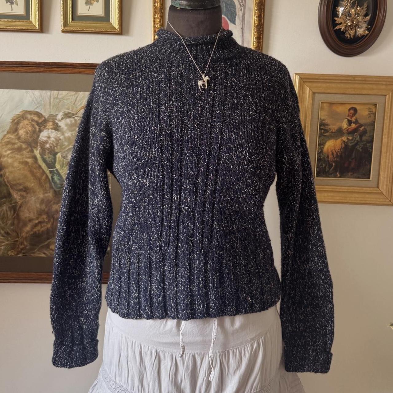Navy roll neck knitted sweater (S)