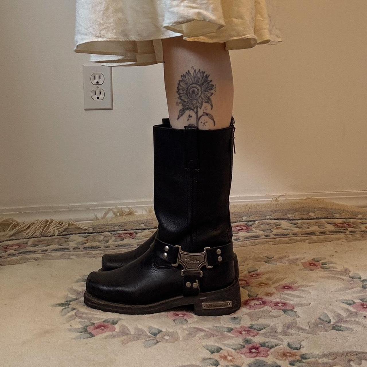 Black leather biker boots (6.5)