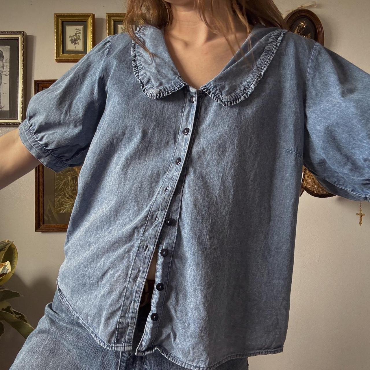 Blue denim cottage top (M)
