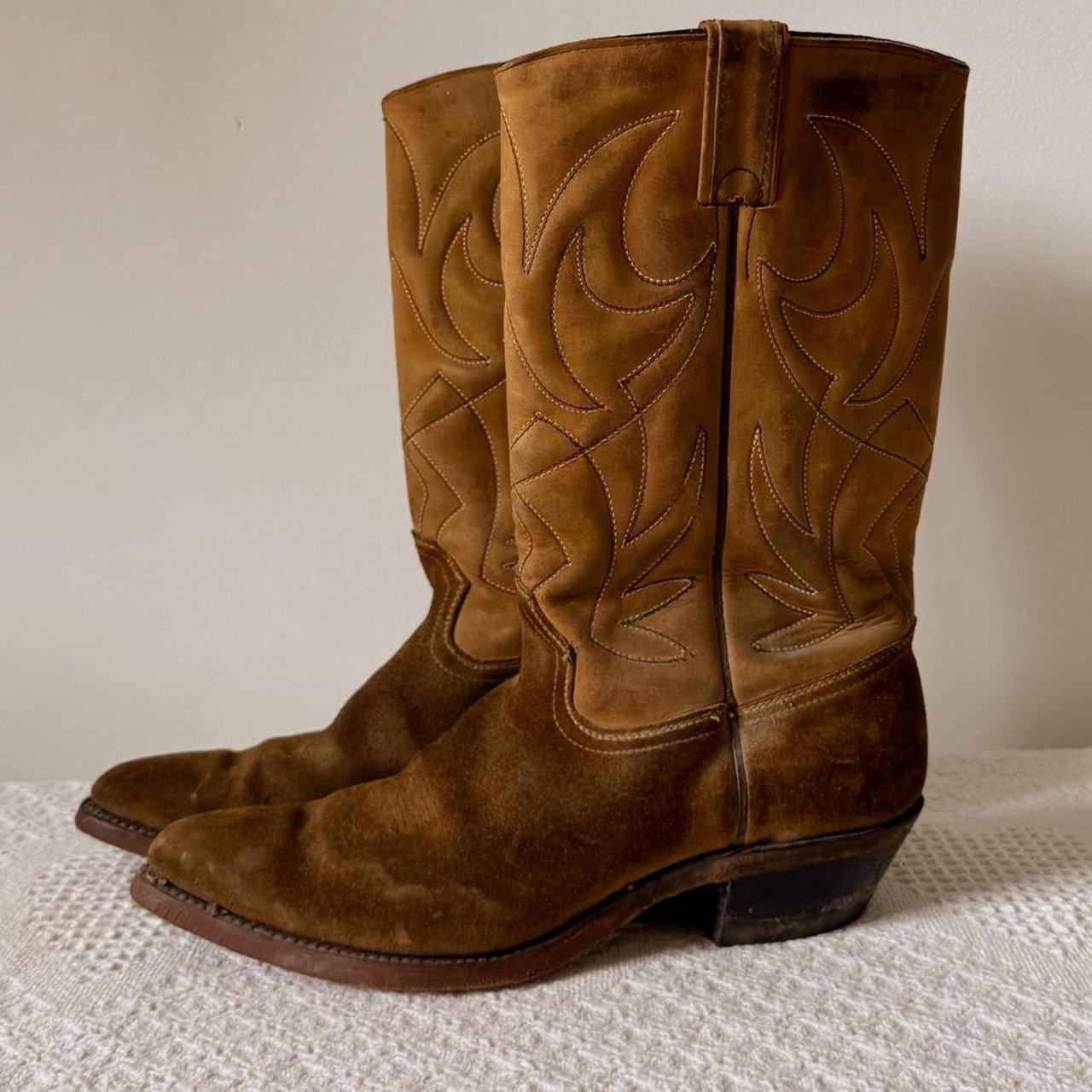 Brown suede leather cowboy boots (9.5)